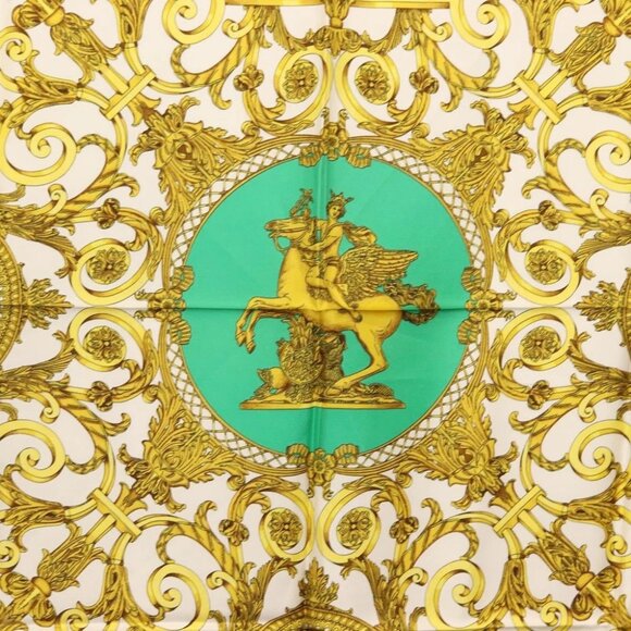 HERMES Carre 90 Scarf ""LES TUILERIE"" Silk Green Auth - Picture 9 of 14